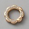 Zinc Alloy Spring Gate Rings, with Acrylic Rhinestones, Flower, Light Gold, 20.5x21x5mm, Hole: 13mm