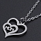 Non-Tarnish Mother's Day Gifts, 201 Stainless Steel Pendant Necklaces, with Cable Chains and Lobster Claw Clasps, Double Heart with Word Mom, Stainless Steel Color, 15.74 inch(40cm), 1.5mm