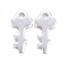 201 Stainless Steel Pendants, Key, Silver Color Plated, 12x6x1mm, Hole: 1mm