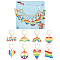 8Pcs 8 Style Pride Rainbow Alloy Enamel Pendant Stitch Markers, Brass Crochet Leverback Hoop Charms, Mixed Color, 2.6~3.5cm, 1pc/style