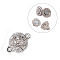 Alloy Rhinestone Magnetic Clasps with Loops, Round, Platinum, 20.5x14.5mm, Hole: 1.5mm