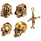 NBEADS 4 Pcs 4 Styles Brass Paracord Bead, Skull Lanyard Beads Brass Rope European Beads Antique Golden Large Hole Beads for EDC Braided Rope Making Pendant Buckle Keychain