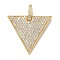 Rack Plating Brass Micro Pave Cubic Zirconia Pendants, Long-Lasting Plated, Lead Free & Cadmium Free, Triangle Charms, Real 18K Gold Plated, 25.5x29x3.6mm, Hole: 3.5x6.5mm