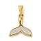 Resin Imitation White Shell Fishtail Pendants, 304 Stainless Steel Charms, Golden, 15.5x15x3mm, Hole: 6x2.2mm