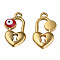 304 Stainless Steel Enamel Pendants, Heart Padlock with Evil Eye, Golden, Dark Red, 20x11x3mm, Hole: 1.8mm