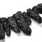 Natural Tektite Beads Strands, Rough Raw Stone, Top Drilled, Nuggets, 18~50x8~20x7~19mm, Hole: 0.8mm, about 38~46pcs/Strand, 16 inch(40.5cm)