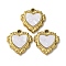 304 Stainless Steel Resin Pendants, Ion Plating(IP), Golden, Heart, 16.5x15.5x2.5mm, Hole: 1.4mm