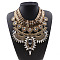 Alloy Crystal Rhinestone Trible Floral Chunky Bib Necklaces for Women, Golden, Crystal, 16.93 inch(43cm)