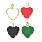 Rack Plating Brass Pendants, with Resin, Long-Lasting Plated, Lead Free & Cadmium Free, Real 18K Gold Plated, Heart, Mixed Color, 28.5x28x4mm, Hole: 5x3mm
