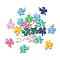 201 Stainless Steel Enamel Charms, Clover Charm, Golden, Mixed Color, 13.5x9.5x2.5mm, Hole: 1.4mm