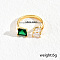 Brass Cubic Zirconia Cuff Rings for Women, Sqaure & Rectangle & Triangle, Golden, Inner Diameter: 16mm~18mm