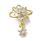 Rack Plating Brass Micro Pave Cubic Zirconia Pendants, Cadmium Free & Nickel Free & Lead Free, Long-Lasting Plated, Planet with Heart & Star, Real 14K Gold Plated, 19x14.5x9mm, Hole: 1.5mm