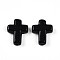 Handmade Lampwork Beads, Cross, Black, 24~26x20~20.5x6~7.5mm, Hole: 1.6~1.8mm