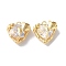Glass Charms, with Brass Findings, Heart with Rose Charm, Real 18K Gold Plated, 12.5x12.5x7mm, Hole: 1.4mm