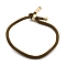 Cotton Cord Bracelets, with Brass Finding, Long-Lasting Plated, Real 24K Gold Plated, Olive, 8-1/2 inch(21.5cm)~9 inch(23cm)