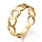 Ion Plating(IP) 304 Stainless Steel Hollow Out Heart Adjustable Ring for Women, Real 18K Gold Plated, US Size 6 1/4(16.7mm)