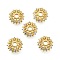 Flower Brass Micro Pave Cubic Zirconia Bead Caps, Rack Plating, Long-Lasting Plated, Lead Free & Cadmium Free, Golden, 9.5x2.5mm, Hole: 2mm