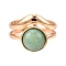 Round Natural Green Aventurine Finger Rings, Golden Tone Alloy Open Cuff Ring for Women, 15mm, Adjustable