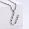 3Pcs 304 Stainless Steel Textured Letter Pendant Box Chain Necklaces, Stainless Steel Color, Letter U