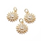 Brass Micro Pave Cubic Zirconia Pendants, with Jump Rings, Long-Lasting Plated, Flower, Clear, Golden, 16x13.5x3mm, Hole: 3.4mm