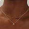 Brass Double Layer Small Letter Pendant Necklaces for Women, Golden, Letter S, 15.75 inch(40cm)