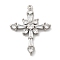 Brass Micro Pave Clear Cubic Zirconia Pendants, Cross, Rack Plating, Long-Lasting Plated, Lead Free & Cadmium Free, Platinum, 23.5x18.5x3.5mm, Hole: 0.8mm