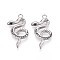 304 Stainless Steel Pendants, with Rhinestone, Snake, Stainless Steel Color, 28x16x3mm, Hole: 2.2mm
