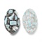 Natural Larimar Beads, with Mixed Color Polymer Clay Rhinestone, Oval, 45~47x26~30x15.5~16mm, Hole: 1.5mm