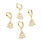 Brass Micro Pave Clear Cubic Zirconia Huggie Hoop Earrings for Christmas, Lead Free & Cadmium Free & Nickel Low, Christmas Tree, Golden, 33mm, Pin: 0.8mm