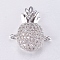 Brass Micro Pave Cubic Zirconia Links, Pineapple, Platinum, 16.5x14x4mm, Hole: 1mm
