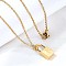 304 Stainless Steel Rolo Chain Pendant Necklaces, Padlock Necklaces for Women Men, Locks with Letter, Letter R, 17.64 inch(44.8cm)