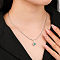 925 Sterling Silver Pave Cubic Zirconia Birthstone Heart Pendant Necklaces for Women, Silver Color Plated, Green, 15.75 inch(40cm)
