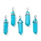 Synthetic Turquoise Pointed Pendants, with Platinum Tone Brass Findings, Bullet, 39.5x12x11.5mm, Hole: 4.5x2.8mm