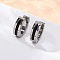 304 Stainless Steel with Enamel Hoop Earrings, Manual Polishing, Stainless Steel Color, 13.5x4mm