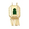 Brass Micro Pave Cubic Zirconia Big Pendants, Enamel Style, Hexagon, Real 18K Gold Plated, 53.5x26x7.5mm, Hole: 4.5mm