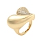 Clear Cubic Zirconia Open Cuff Rings, Cadmium Free & Lead Free, Heart Brass Finger Rings for Women, Golden, Inner Diameter: Adjustable