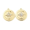 Brass Micro Pave Clear Cubic Zirconia Charms, Cadmium Free & Nickel Free & Lead Free, Flat Round with Star, Real 18K Gold Plated, 14x12x3.5mm, Hole: 0.5mm