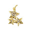 Brass Micro Pave Clear Cubic Zirconia Pendants, with Jump Ring, Star, Real 18K Gold Plated, 17x16x2mm, Hole: 3mm