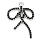 Alloy Rhinestone Pendants, Rack Plating, Cadmium Free & Nickel Free & Lead Free, Bowknot, Platinum, Jet, 30x21x2.5mm, Hole: 1.8mm