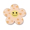 Acrylic Pendants, with Glitter Powder, Flower with Smiling Face, Orange, 38x39x2mm, Hole: 2.2mm