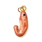 304 Stainless Steel Enamel Pendants, Ocean Theme Charms, Ion Plating(IP), Real 18K Gold Plated, Shrimp, 21x9.5x5mm, Hole: 2.5mm