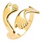 Vintage Stainless Steel Couple Rings, Hug Open Cuff Rings for Men and Women, Golden