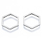 Non-Tarnish 201 Stainless Steel Linking Rings, Hexagon, Stainless Steel Color, 12x14x1mm, Inner Diameter: 10x11.5mm