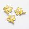 Brass Links connectors, Lead Free & Cadmium Free & Nickel Free, Flower, Raw(Unplated), 18x6x3mm, Hole: 1mm and 1.5x5mm