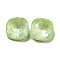 Glass Rhinestone Cabochons, Point Back & Back Plated, Faceted, Square, Chrysolite, 10x10x5mm