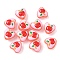Handmade Lampwork Enamel Beads, Heart with Fruit, Apple, 13.5x13.5x9.5~10.5mm, Hole: 1.2mm