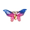 Gradient Color Resin Pendants, With Golden Iron Findings, Butterfly, Blue, 26x50.5x3.5mm, Hole: 1.5mm