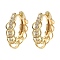 Rack Plating Brass Micro Pave Cubic Zirconia Hoop Earrings, Ring Drop Earrings for Women, Lead Free & Cadmium Free, Real 18K Gold Plated, 18.5x5x17.5mm