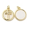 Rack Plating Brass Micro Pave Clear Cubic Zirconia Pendants, with Shell, Real 18K Gold Plated, Long-Lasting Plated, Cadmium Free & Lead Free, Flat Round Charm, Cross, 18x15.5x3mm