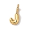 Brass Micro Pave Cubic Zirconia Pendants, Lead Free & Cadmium Free, Long-Lasting Plated Letter J, 18x8x9mm, Hole: 5mm
